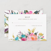 RSVPを結婚する緑豊かな花束 出欠カード (正面/裏面)