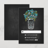 RSVPを結婚する花のメーソンジャーの黒板 出欠カード (正面/裏面)