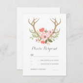 RSVPを結婚する花の(雄ジカの)枝角Boho 出欠カード (正面/裏面)