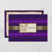 RSVPを結婚する花柄の渦巻 出欠カード (正面/裏面)