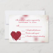 RSVPを結婚する赤いバラの花びら愛ハート 出欠カード (裏面)