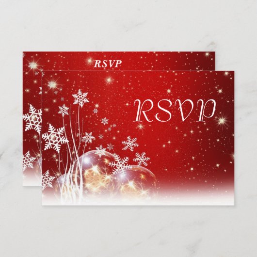 RSVPを結婚する赤と白のクリスマス 出欠カード (正面/裏面)