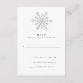 RSVPを結婚する銀製のフェイクなグリッターの雪片 出欠カード