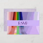 RSVPを結婚する陽気な虹およびリング 出欠カード (正面/裏面)