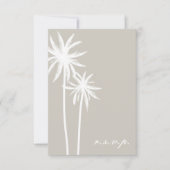 RSVPを結婚する2つの白いヤシの木 出欠カード (正面)