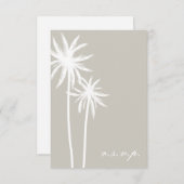 RSVPを結婚する2つの白いヤシの木 出欠カード (正面/裏面)
