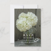 RSVPを結婚するHydranges及びBarnwood 出欠カード (正面)