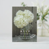 RSVPを結婚するHydranges及びBarnwood 出欠カード (スタンド正面)
