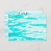 RSVPアクアグリーンプールウォーター抽象芸術背景 出欠カード (正面/裏面)