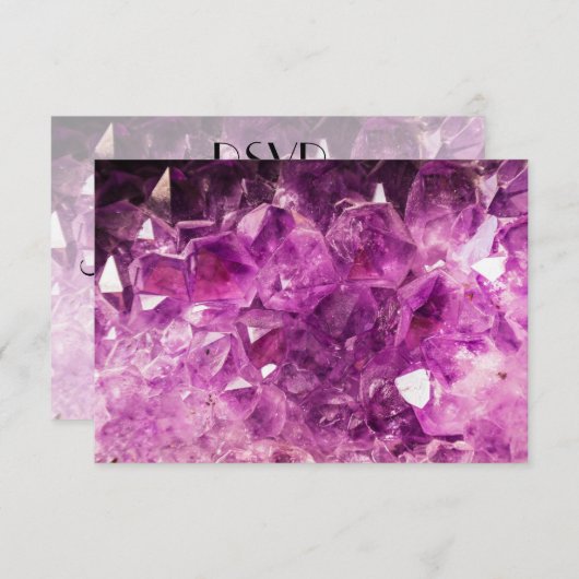 RSVPアメジスト宝石イメージ光沢と輝き 出欠カード (正面/裏面)