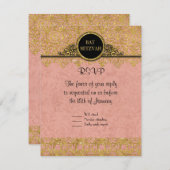 RSVPイングリッシュマナーハウススタイルアールデコ新しい 出欠カード (正面/裏面)