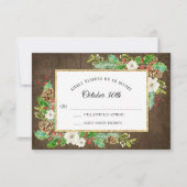 RSVPウィンターウッドクリスマス素朴ボタニカルフローラ 招待状 (正面)