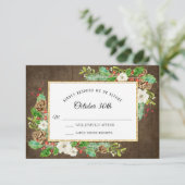 RSVPウィンターウッドクリスマス素朴ボタニカルフローラ 招待状 (スタンド正面)