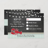 RSVPウェディングカードクロフィッシュ沸騰ロブスター招待状 出欠カード (正面/裏面)