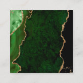 RSVPウェブサイトグリーンアゲート金ゴールド結婚グリッター スクエア名刺 (裏面)