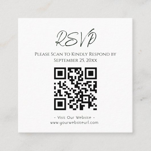 RSVPウェブサイトグリーンアゲート金ゴールド結婚グリッター スクエア名刺 (正面)