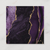 RSVPウェブサイトパープルアゲート金ゴールドグリッター結婚ズ スクエア名刺 (裏面)