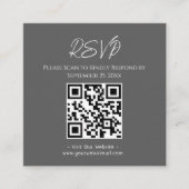 RSVPウェブサイトブラックアゲート金ゴールド結婚グリッター スクエア名刺 (正面)