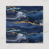 RSVPウェブサイトブルーアゲート金ゴールドグリッター結婚ズスクアール スクエア名刺 (裏面)