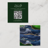 RSVPウェブサイトブルー&グリーンアゲートウェディング スクエア名刺 (正面/裏面)