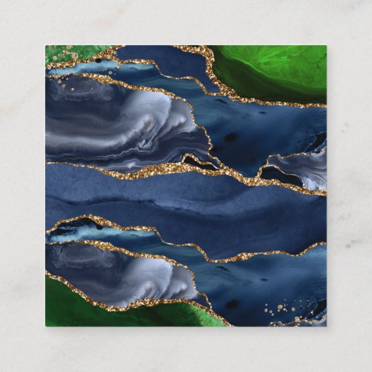 RSVPウェブサイトブルー&グリーンアゲートウェディング スクエア名刺 (裏面)