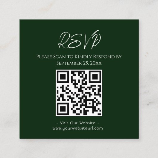 RSVPウェブサイトブルー&グリーンアゲートウェディング スクエア名刺 (正面)