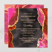 *~* RSVPウェブサイトAGATEピンク金ゴールドAR13 結婚s 招待状 (正面/裏面)