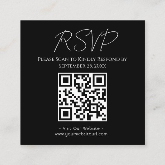 RSVPウェブサイ素朴トブルーウッド結婚ズ スクエア名刺 (正面)