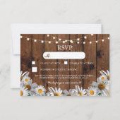 RSVPウッド結婚の素朴デイジーフローラカード 招待状 (正面)