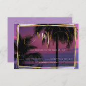 RSVPエキゾチック結婚トロピカルナイトBarefootBride™ 出欠カード (正面/裏面)