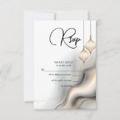 RSVPエキゾチック金ゴールドチャコールアラビアしゃれている語 出欠カード (正面)