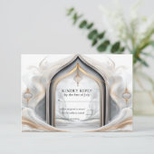 RSVPエキゾチック金ゴールドチャコールアラビアしゃれている語 出欠カード (スタンド正面)