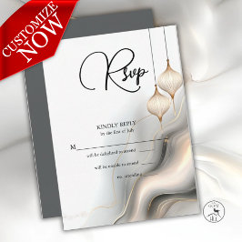 RSVPエキゾチック金ゴールドチャコールアラビアしゃれている語 出欠カード