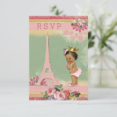 RSVPエッフェルタワーエスニックプリンセスベビーシャワー 出欠カード (スタンド正面)