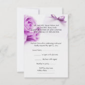 RSVPエレガントなウェディングホワイトパープルバラドーブベル 出欠カード (裏面)