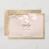 RSVPエレガントほこりっぽいピンクフローラ 出欠カード (正面/裏面)