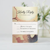 *~* RSVPエレガント抽象芸術モダン金ゴールド結婚式RSVP 出欠カード (スタンド正面)