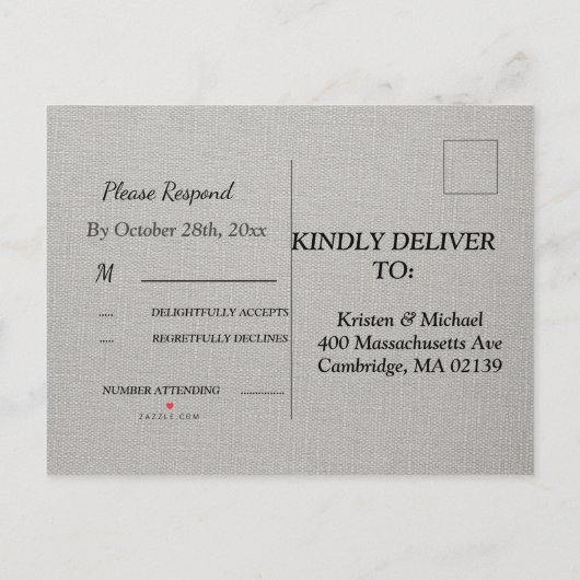 RSVPエレガント招待状はがき インビテーションポストカード (裏面)