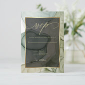 RSVPエレガント深いフォレストドラブグリーンマーリーインク 出欠カード (スタンド正面)