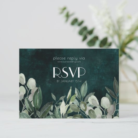 RSVPエンクロージャカードの緑のリース 出欠カード (スタンド正面)
