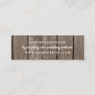 RSVPオンラインのRustic Woodのエ結婚ンクロージャカード スキニー名刺