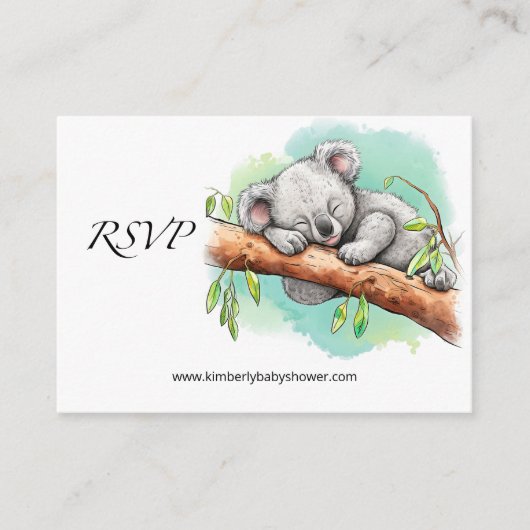 RSVPオンラインコアラ赤ちゃんシャワー エンクロージャーカード (正面)