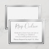 RSVPオンラインシンプルエレガントシルバートーンと白 エンクロージャーカード (正面/裏面)
