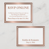 RSVPオンラインシンプルエレガント銅オンホワイト エンクロージャーカード (正面/裏面)