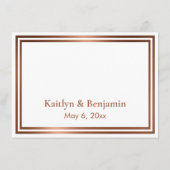 RSVPオンラインシンプルエレガント銅オンホワイト エンクロージャーカード (裏面)