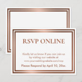 RSVPオンラインシンプルエレガント銅オンホワイト エンクロージャーカード (正面/裏面)