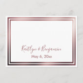 RSVPオンラインシンプルバラエレガント金ゴールドオン白 エンクロージャーカード (裏面)