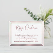 RSVPオンラインシンプルバラエレガント金ゴールドオン白 エンクロージャーカード (スタンド正面)