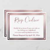 RSVPオンラインシンプルバラエレガント金ゴールドオン白 エンクロージャーカード (正面/裏面)