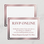 RSVPオンラインシンプルバラエレガント金ゴールドオン白 エンクロージャーカード (正面/裏面)